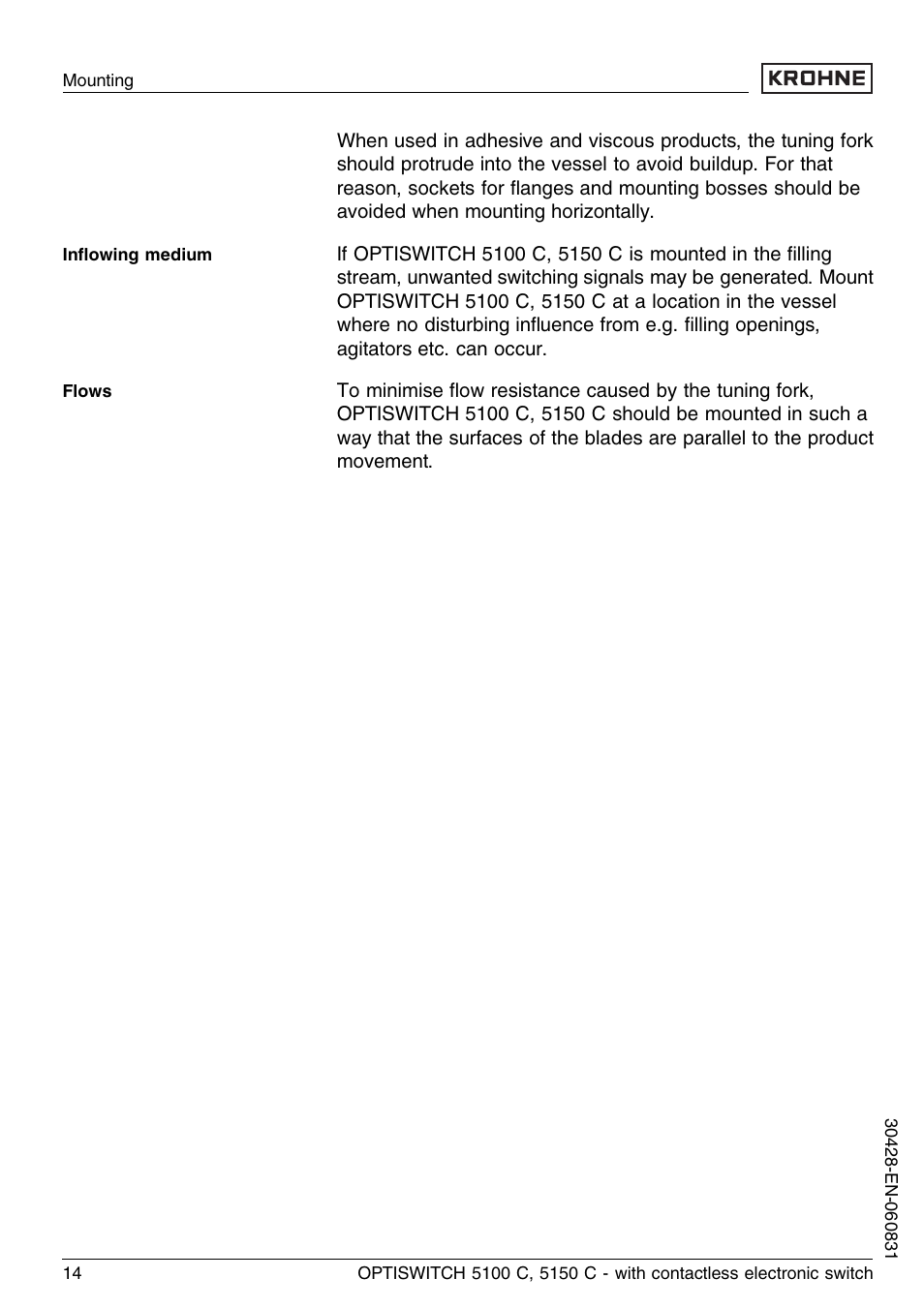 KROHNE OPTISWITCH 5100C Contactless EN User Manual | Page 14 / 32