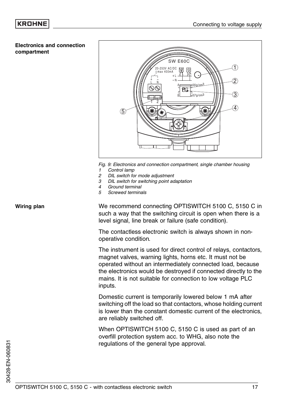 KROHNE OPTISWITCH 5100C Contactless EN User Manual | Page 17 / 32