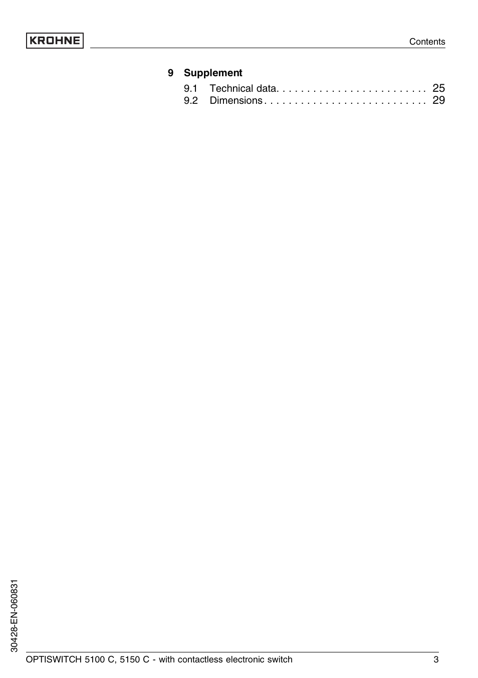 KROHNE OPTISWITCH 5100C Contactless EN User Manual | Page 3 / 32