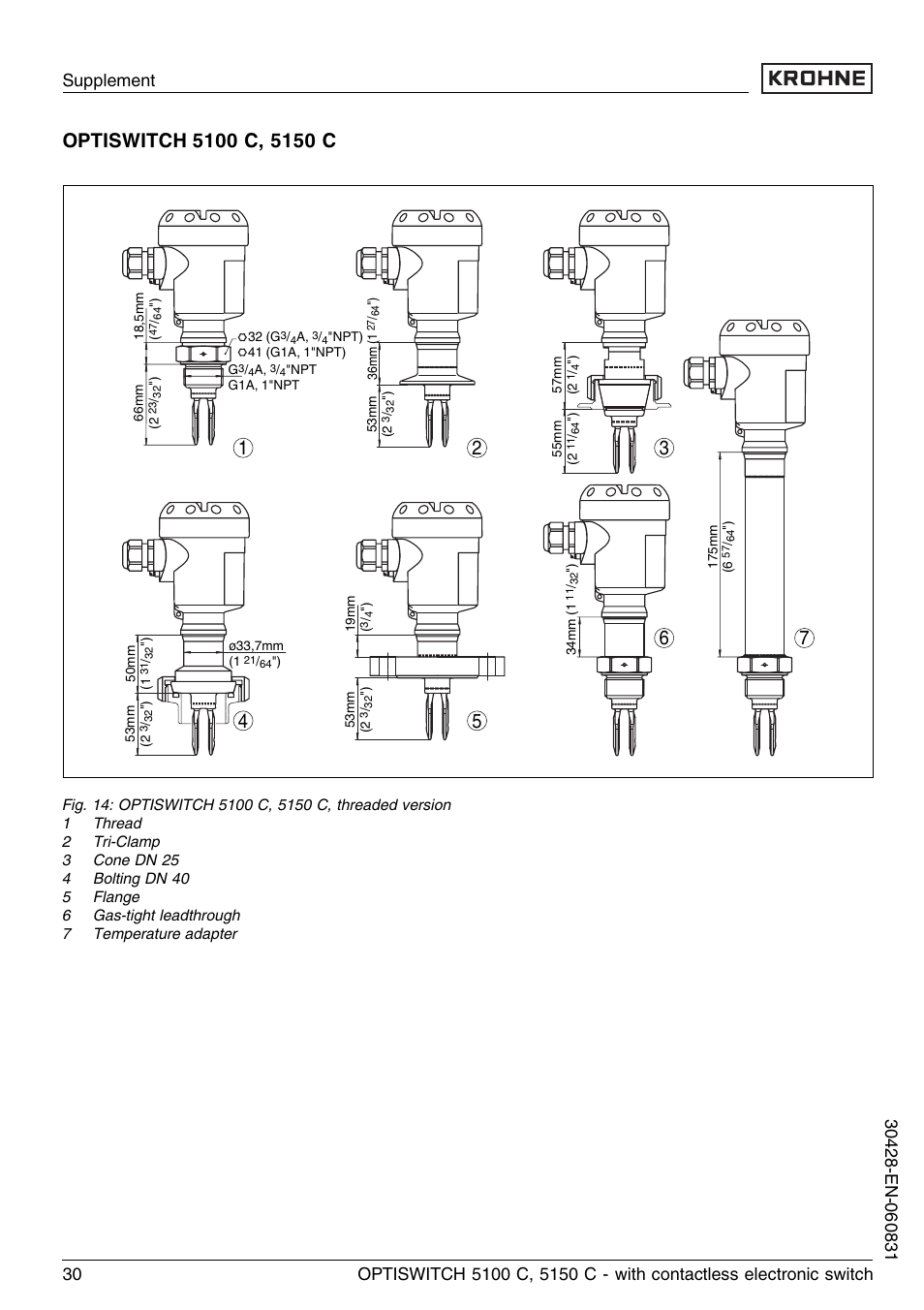 KROHNE OPTISWITCH 5100C Contactless EN User Manual | Page 30 / 32