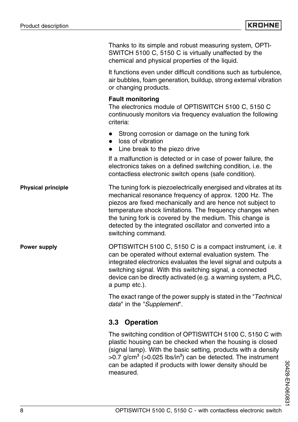 3 operation | KROHNE OPTISWITCH 5100C Contactless EN User Manual | Page 8 / 32