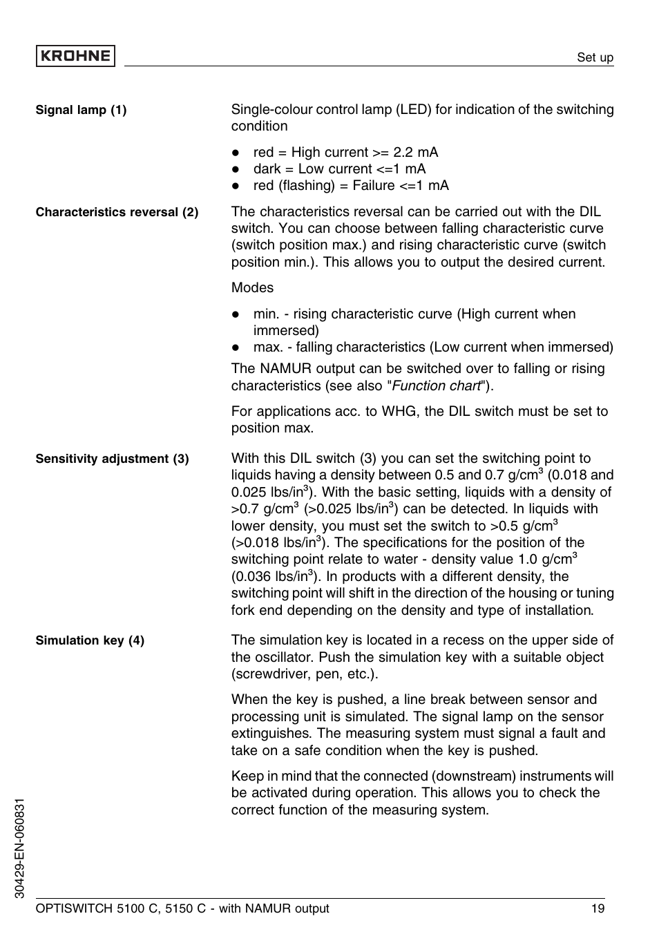 KROHNE OPTISWITCH 5100C Namur EN User Manual | Page 19 / 32