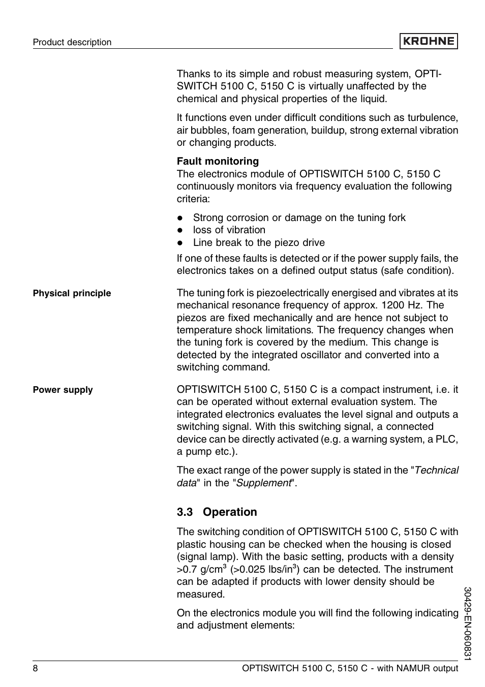 3 operation | KROHNE OPTISWITCH 5100C Namur EN User Manual | Page 8 / 32