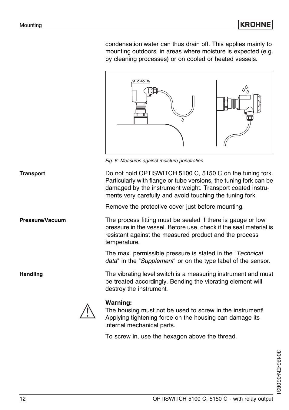 KROHNE OPTISWITCH 5100C Relay EN User Manual | Page 12 / 32
