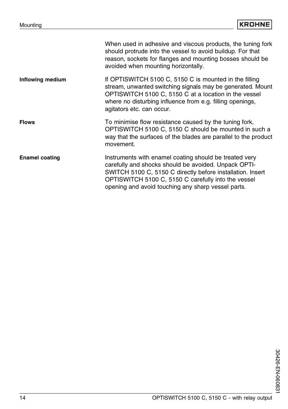 KROHNE OPTISWITCH 5100C Relay EN User Manual | Page 14 / 32