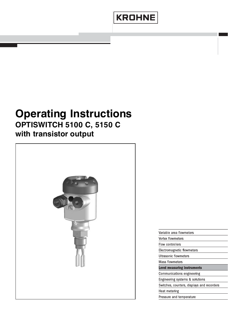 KROHNE OPTISWITCH 5100C Transistor EN User Manual | 32 pages