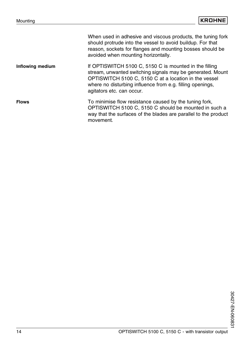 KROHNE OPTISWITCH 5100C Transistor EN User Manual | Page 14 / 32