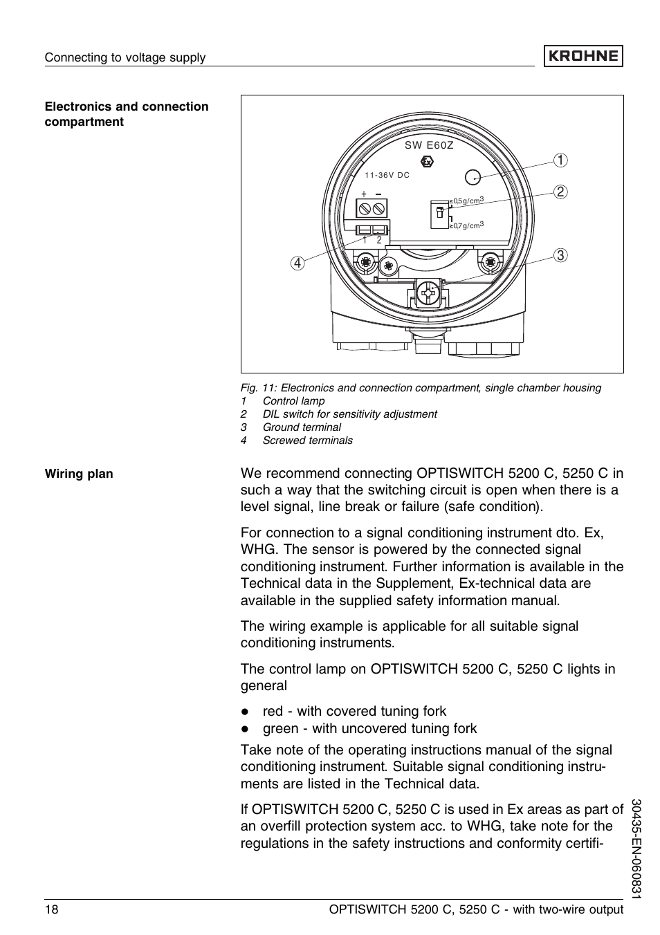 KROHNE OPTISWITCH 5200C 2wire EN User Manual | Page 18 / 36