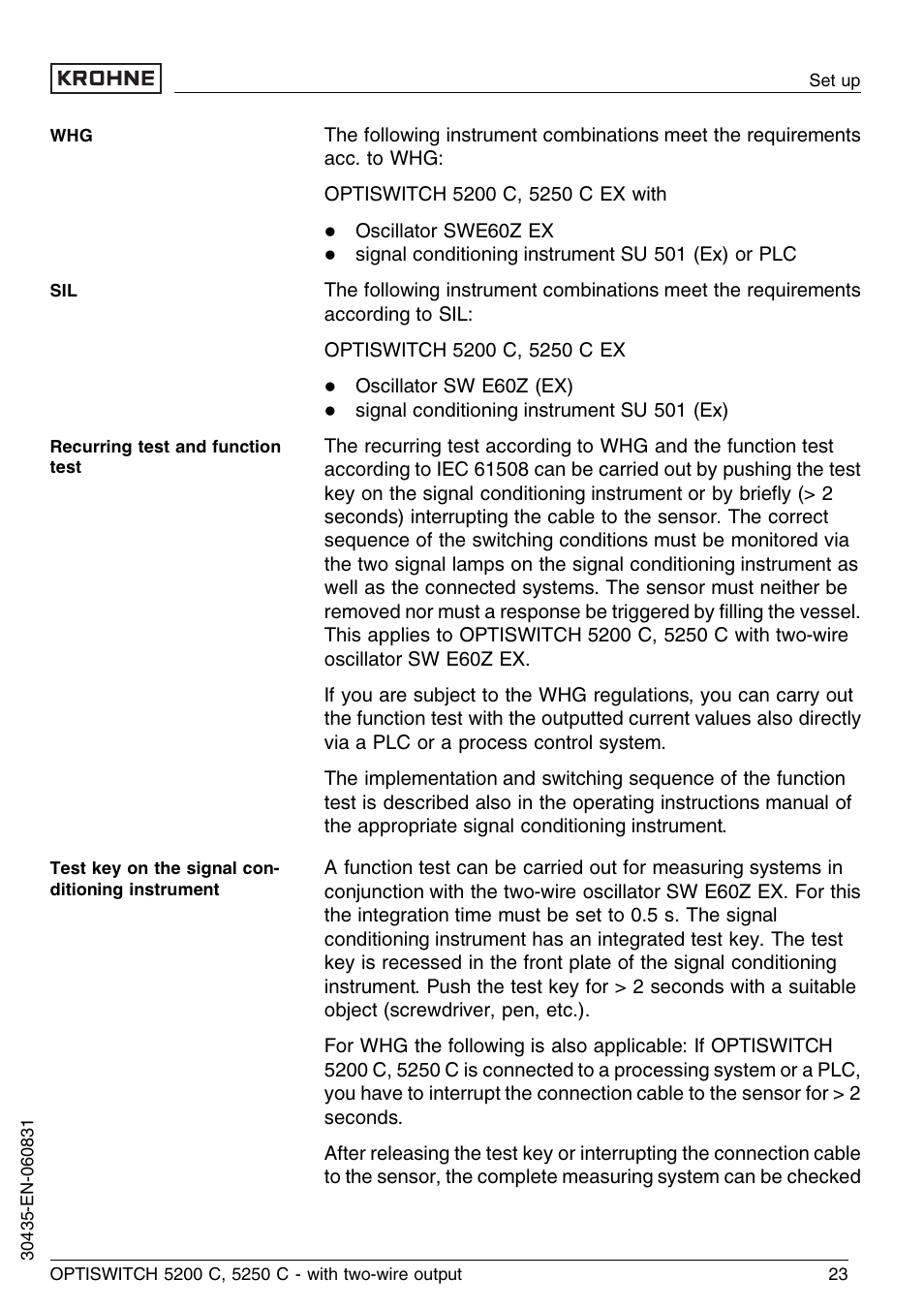 KROHNE OPTISWITCH 5200C 2wire EN User Manual | Page 23 / 36