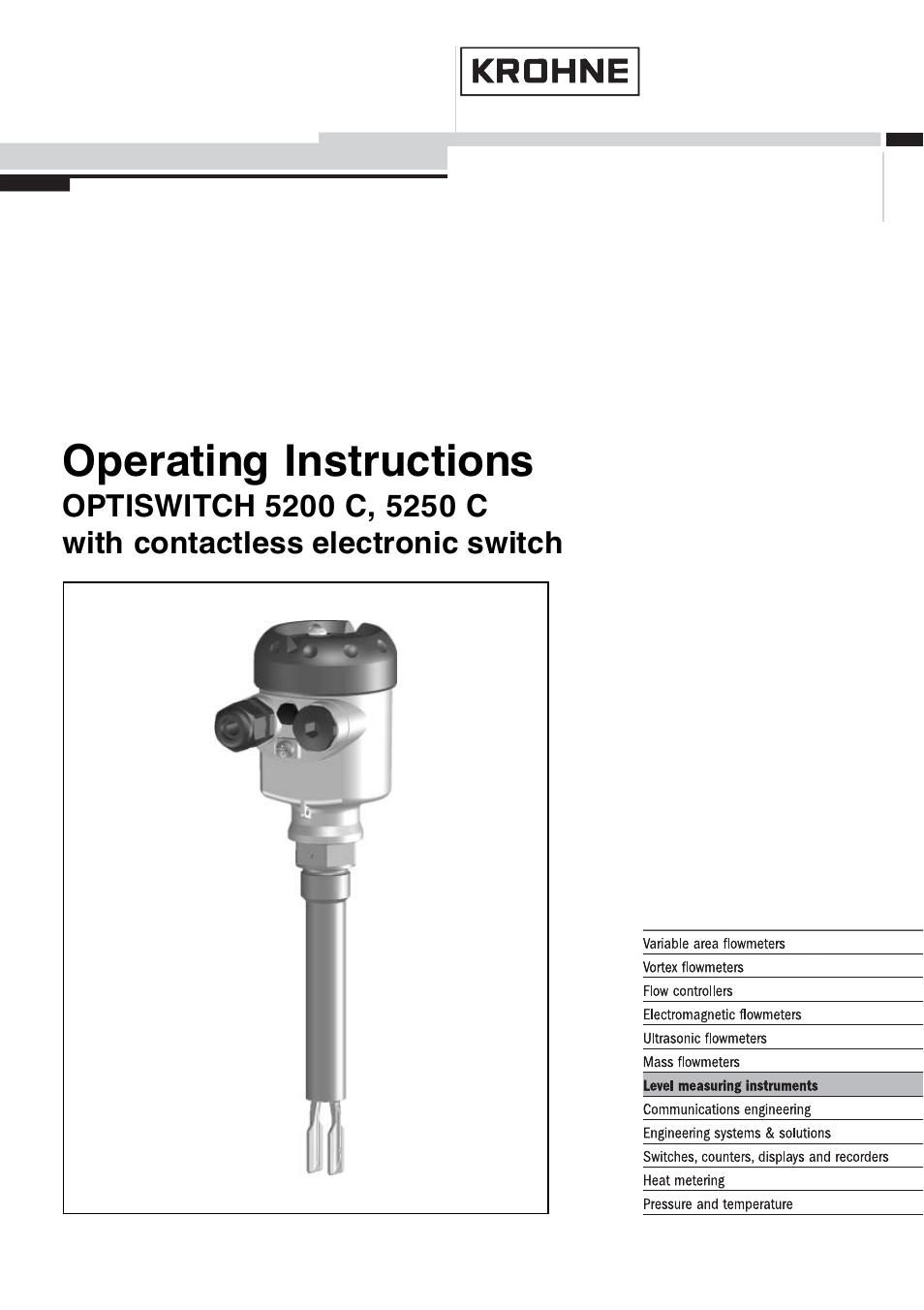 KROHNE OPTISWITCH 5200C Contactless EN User Manual | 36 pages