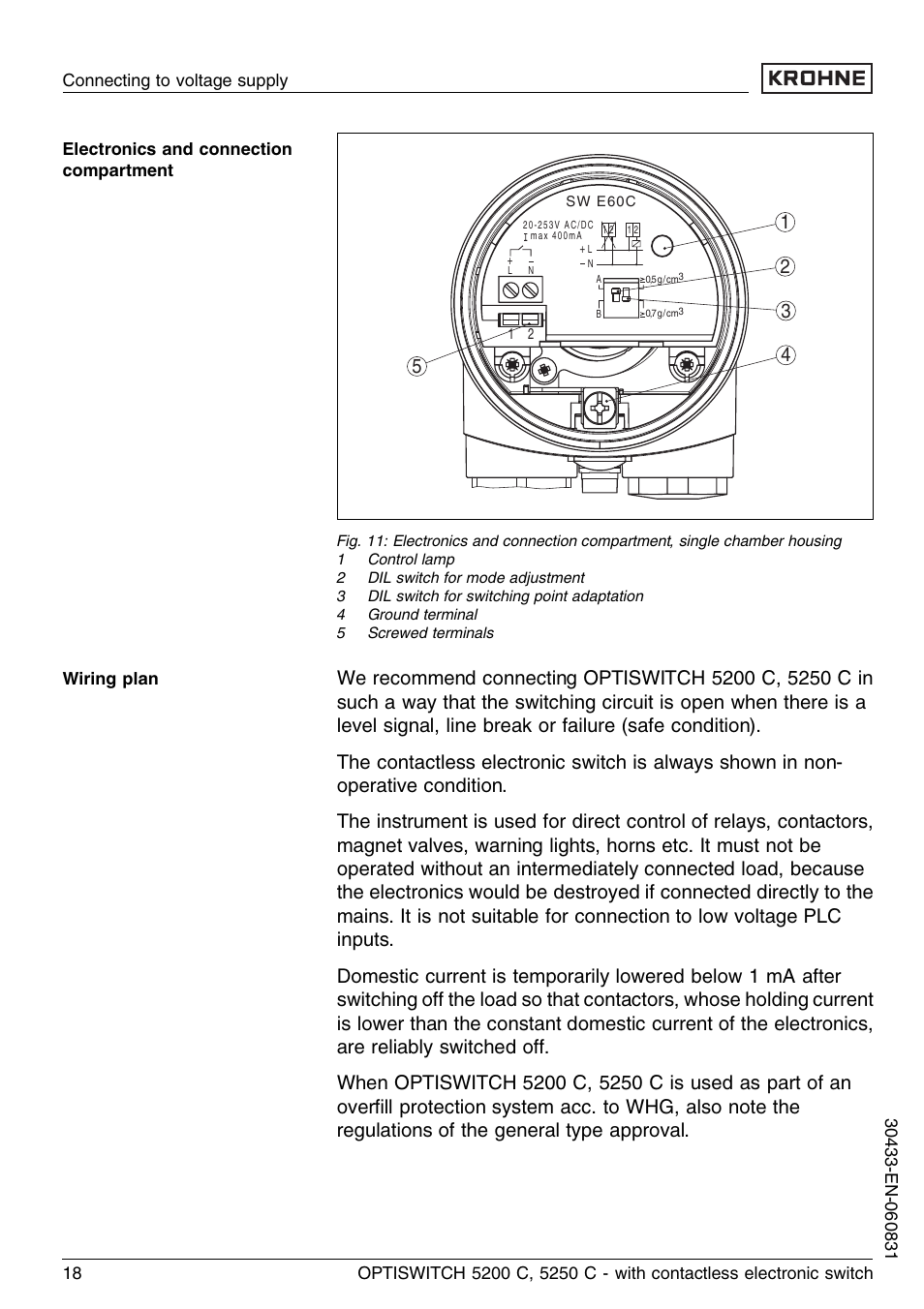 KROHNE OPTISWITCH 5200C Contactless EN User Manual | Page 18 / 36