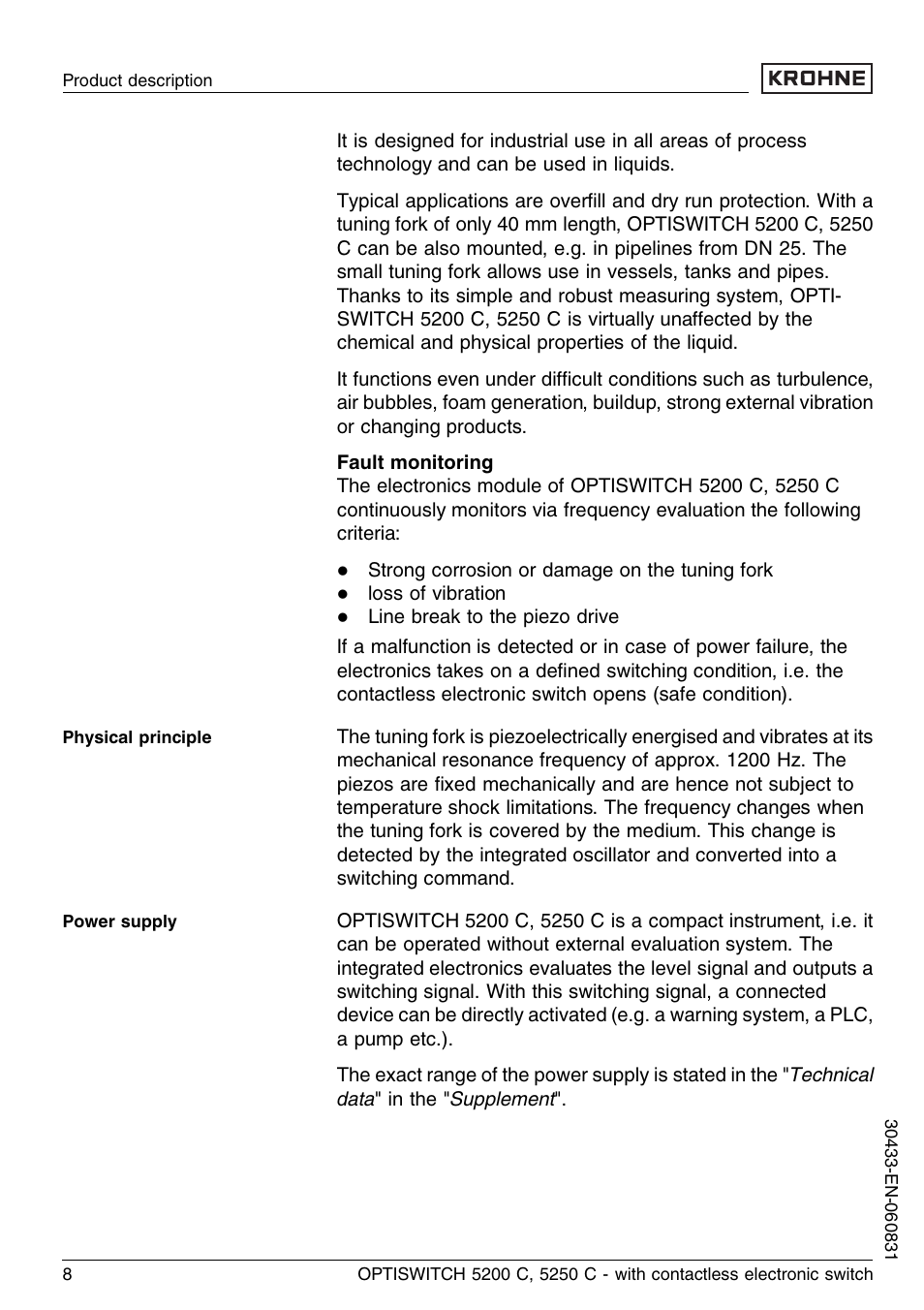 KROHNE OPTISWITCH 5200C Contactless EN User Manual | Page 8 / 36