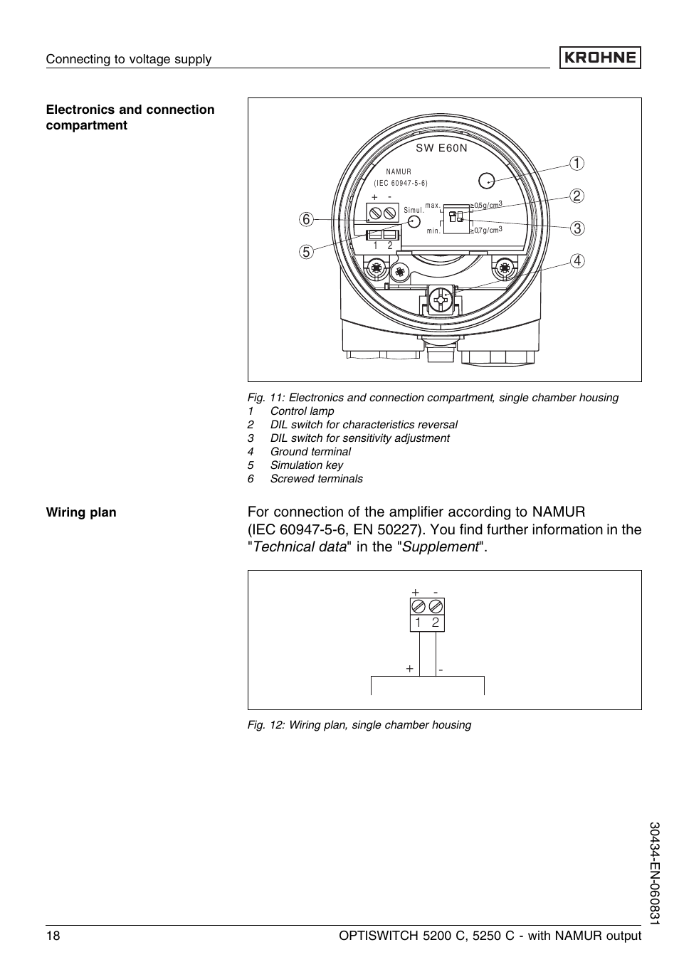 KROHNE OPTISWITCH 5200C Namur EN User Manual | Page 18 / 36