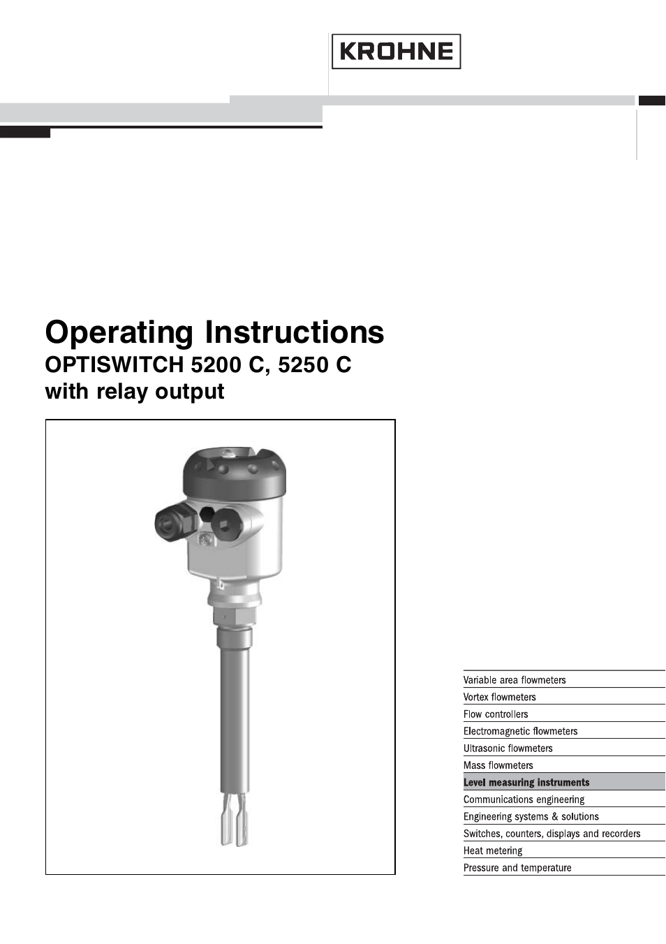 KROHNE OPTISWITCH 5200C Relay EN User Manual | 36 pages