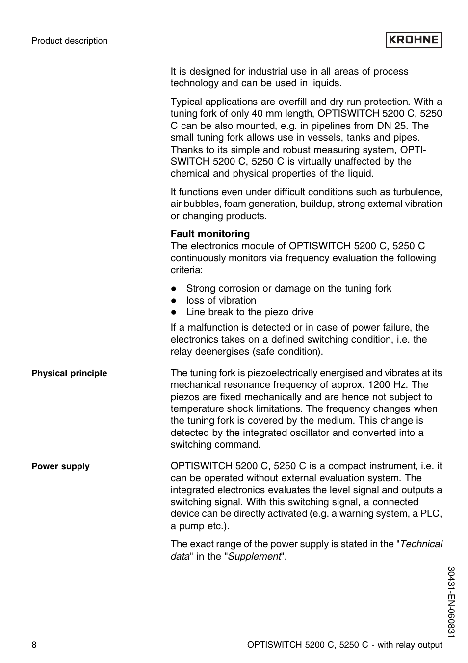 KROHNE OPTISWITCH 5200C Relay EN User Manual | Page 8 / 36