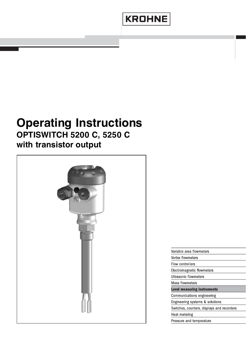 KROHNE OPTISWITCH 5200C Transistor EN User Manual | 36 pages