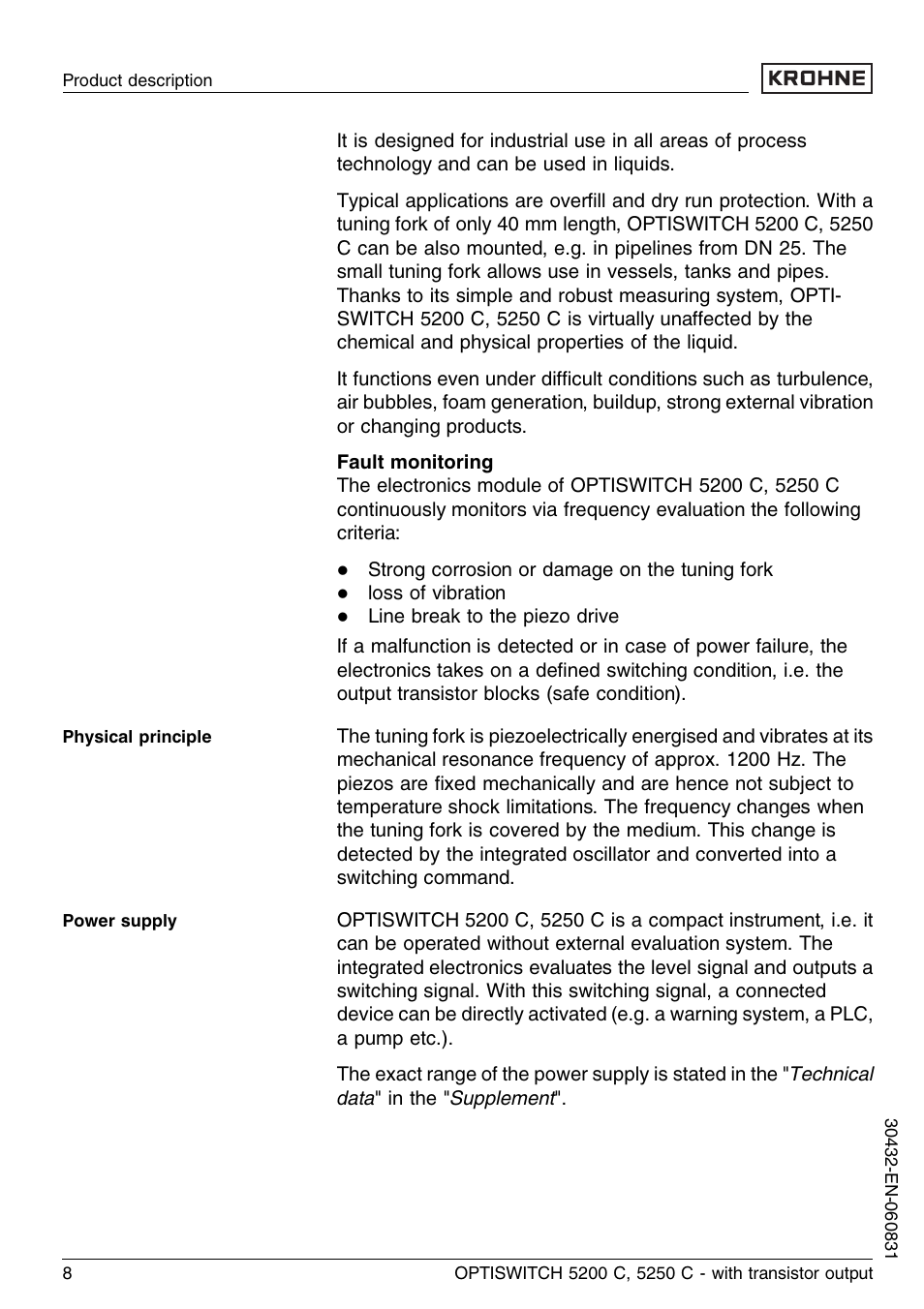 KROHNE OPTISWITCH 5200C Transistor EN User Manual | Page 8 / 36