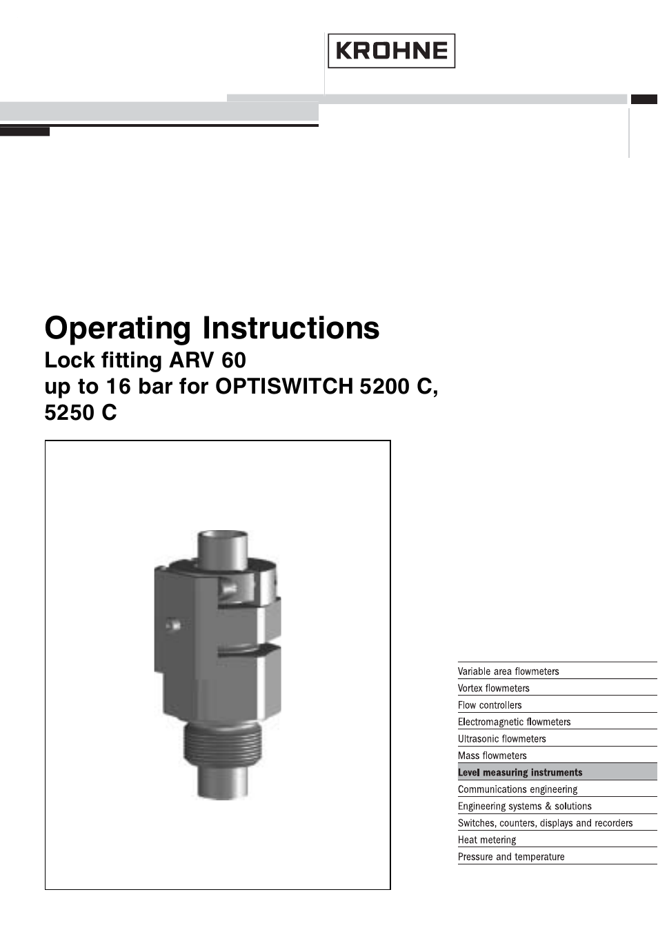 KROHNE OPTISWITCH 52x0C ARV52 16bar EN User Manual | 14 pages