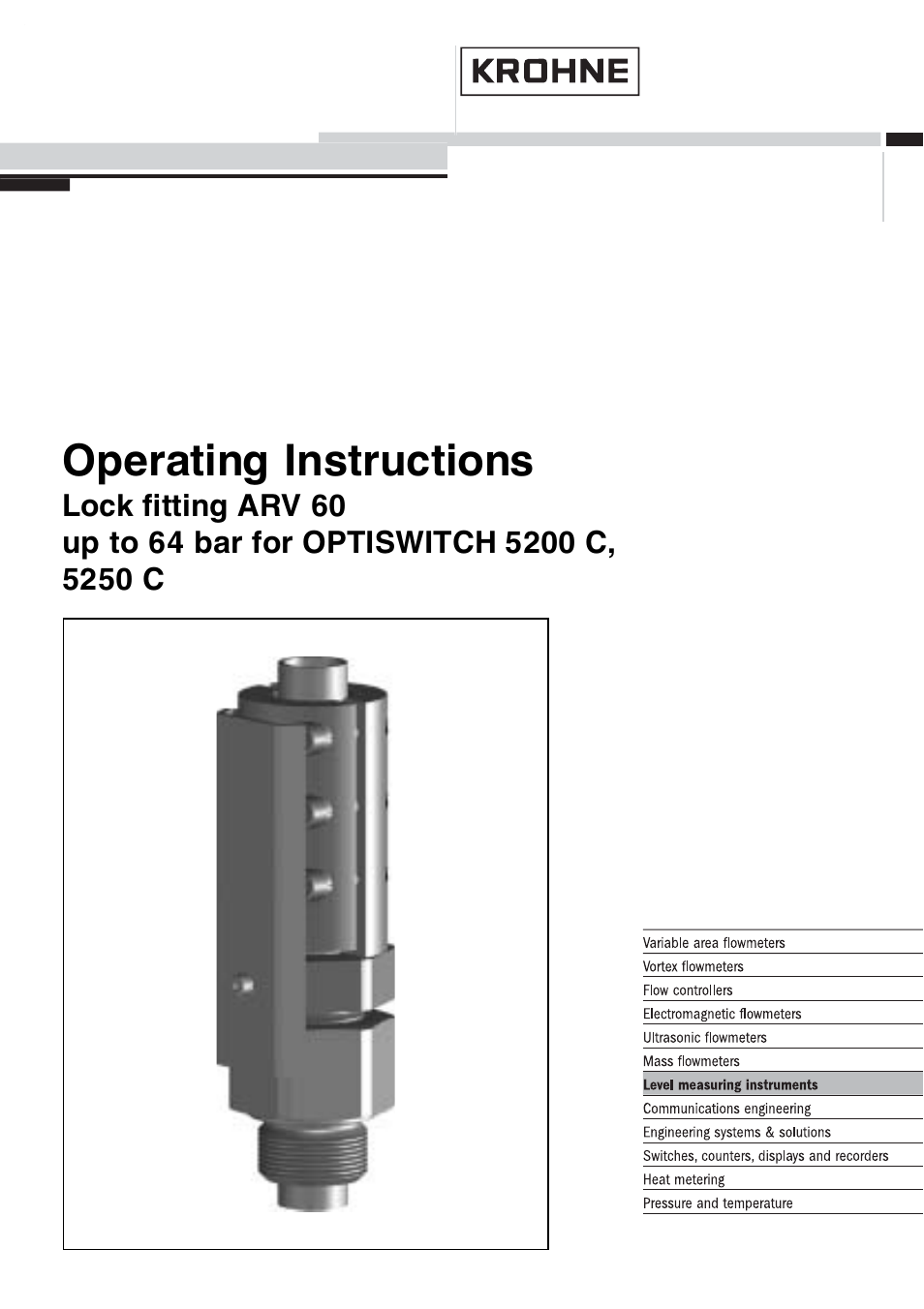 KROHNE OPTISWITCH 52x0C ARV52 64bar EN User Manual | 14 pages