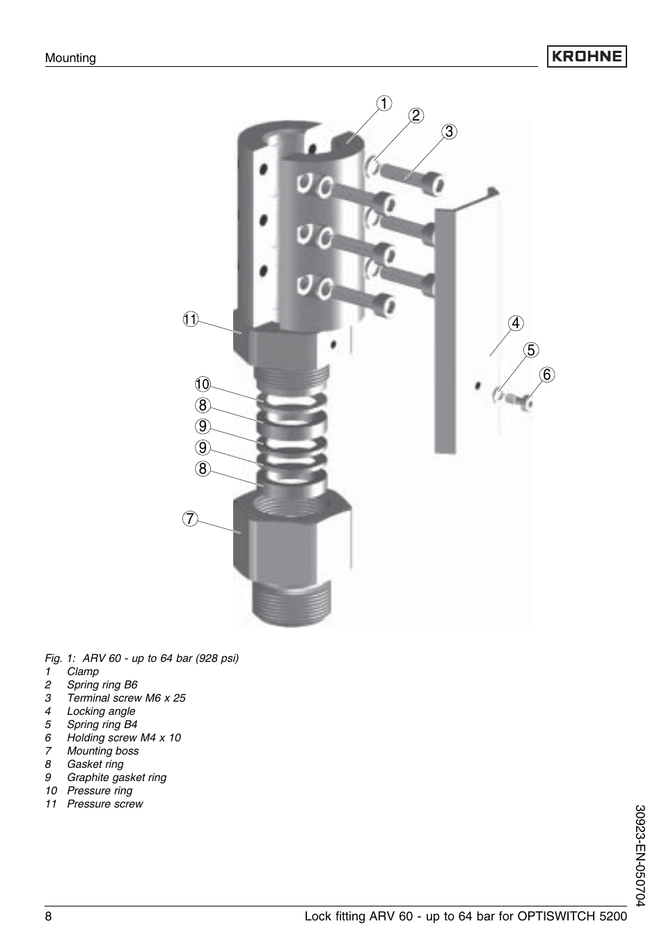KROHNE OPTISWITCH 52x0C ARV52 64bar EN User Manual | Page 8 / 14