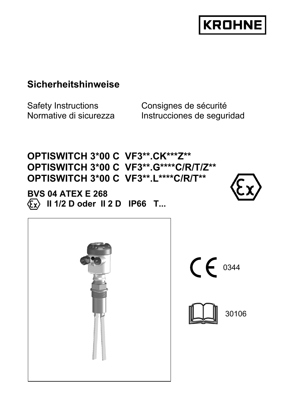 KROHNE OPTISWITCH 3x00 EX II1_2D-II2D-IP66T DE User Manual | 36 pages