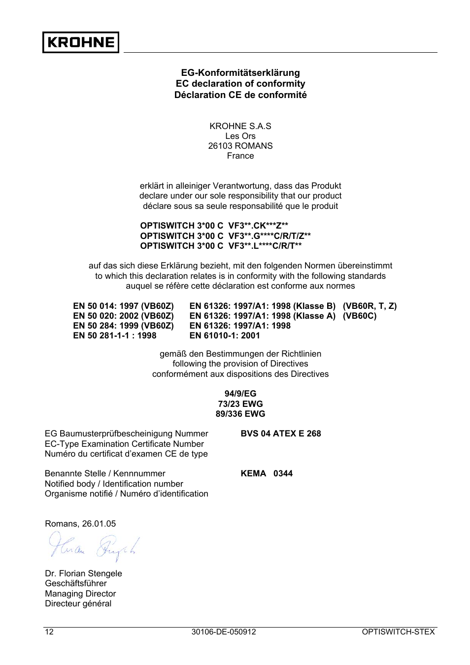 KROHNE OPTISWITCH 3x00 EX II1_2D-II2D-IP66T DE User Manual | Page 12 / 36