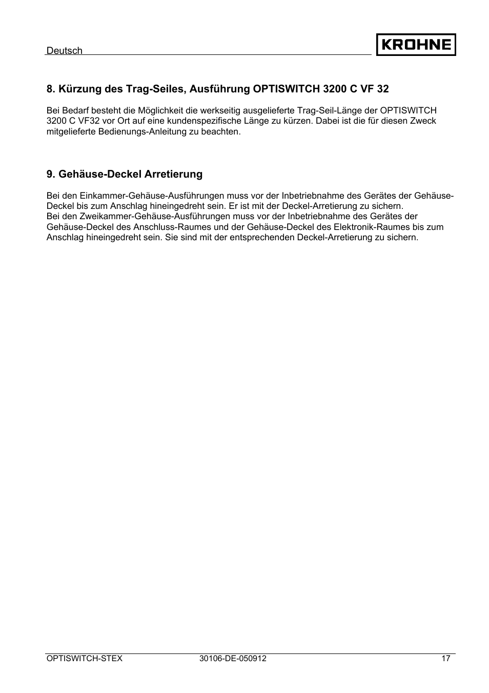 KROHNE OPTISWITCH 3x00 EX II1_2D-II2D-IP66T DE User Manual | Page 17 / 36