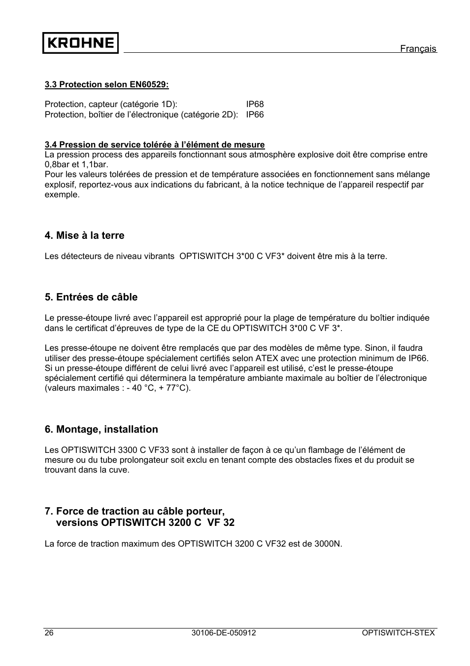 KROHNE OPTISWITCH 3x00 EX II1_2D-II2D-IP66T DE User Manual | Page 26 / 36