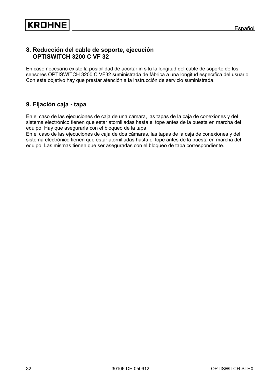 KROHNE OPTISWITCH 3x00 EX II1_2D-II2D-IP66T DE User Manual | Page 32 / 36