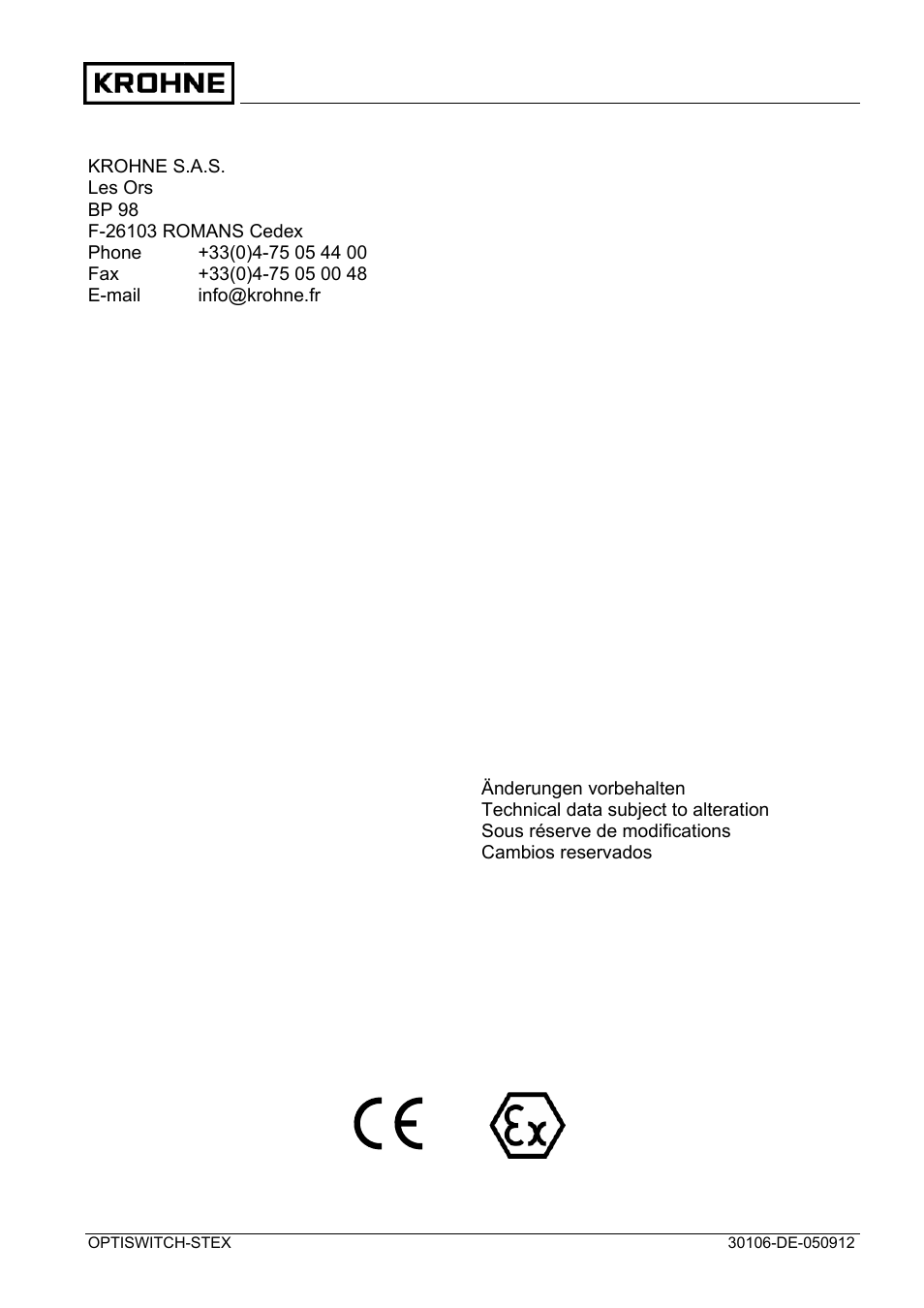 KROHNE OPTISWITCH 3x00 EX II1_2D-II2D-IP66T DE User Manual | Page 36 / 36