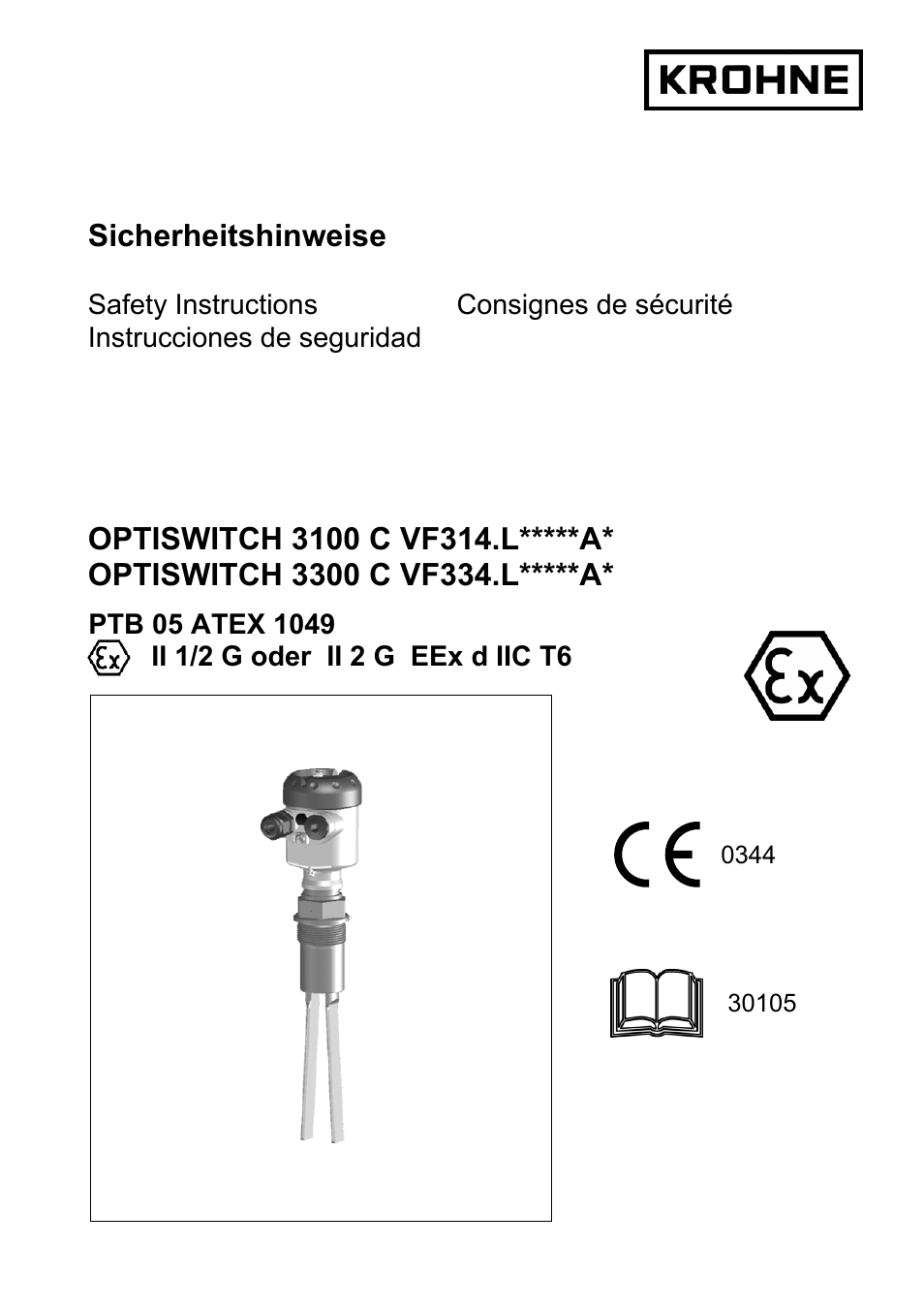 KROHNE OPTISWITCH 3x00 Ex II1_2G-II2G-EExd IICT6 DE User Manual | 32 pages