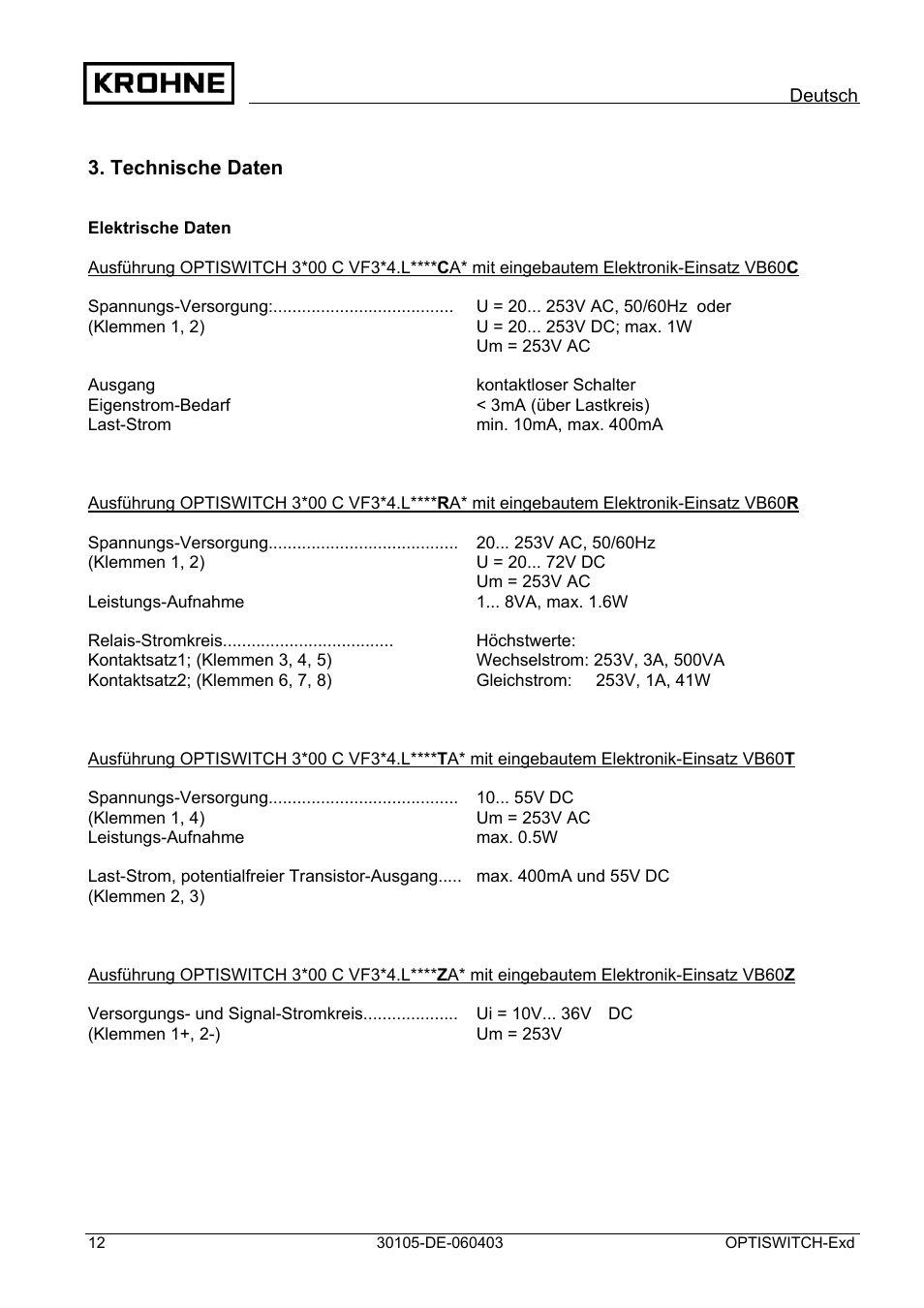 KROHNE OPTISWITCH 3x00 Ex II1_2G-II2G-EExd IICT6 DE User Manual | Page 12 / 32