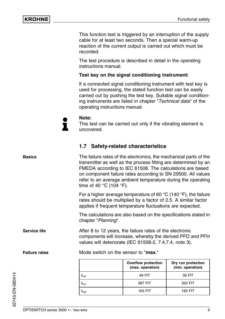7 safety–related characteristics, 7 safety-related characteristics | KROHNE OPTISWITCH 3x00C 2wire SIL EN User Manual | Page 9 / 24