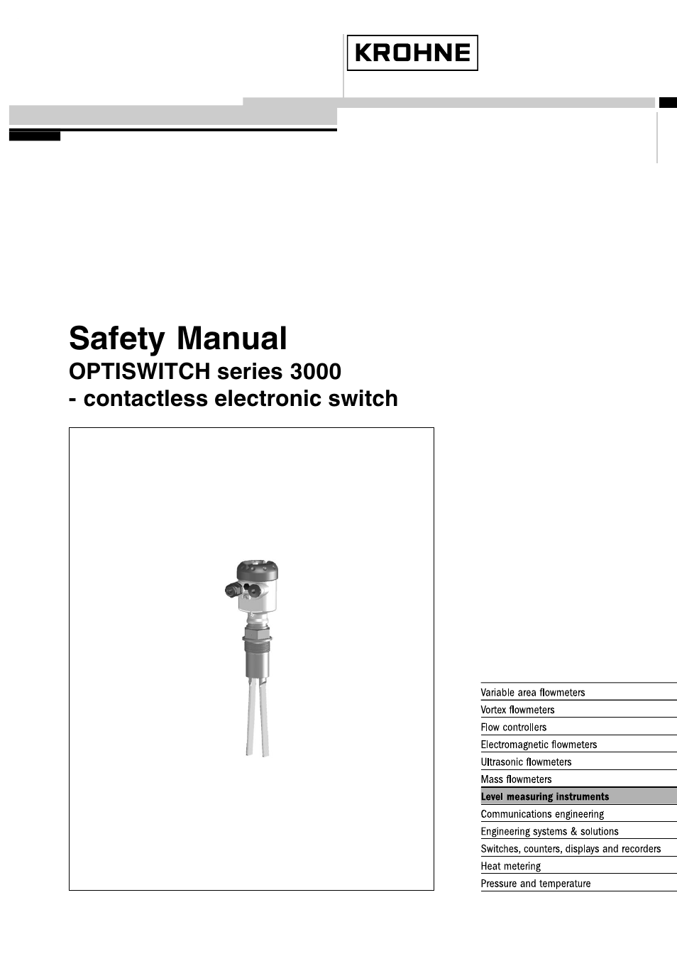 KROHNE OPTISWITCH 3x00C Contactless SIL EN User Manual | 12 pages