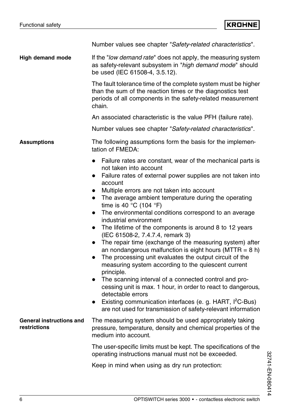 KROHNE OPTISWITCH 3x00C Contactless SIL EN User Manual | Page 6 / 12