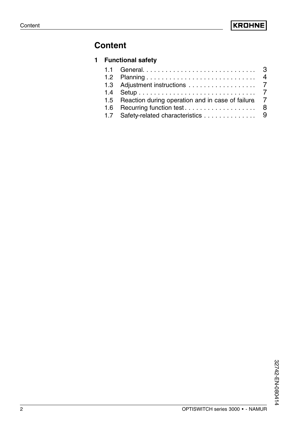 Content | KROHNE OPTISWITCH 3x00C NAMUR SIL EN User Manual | Page 2 / 12