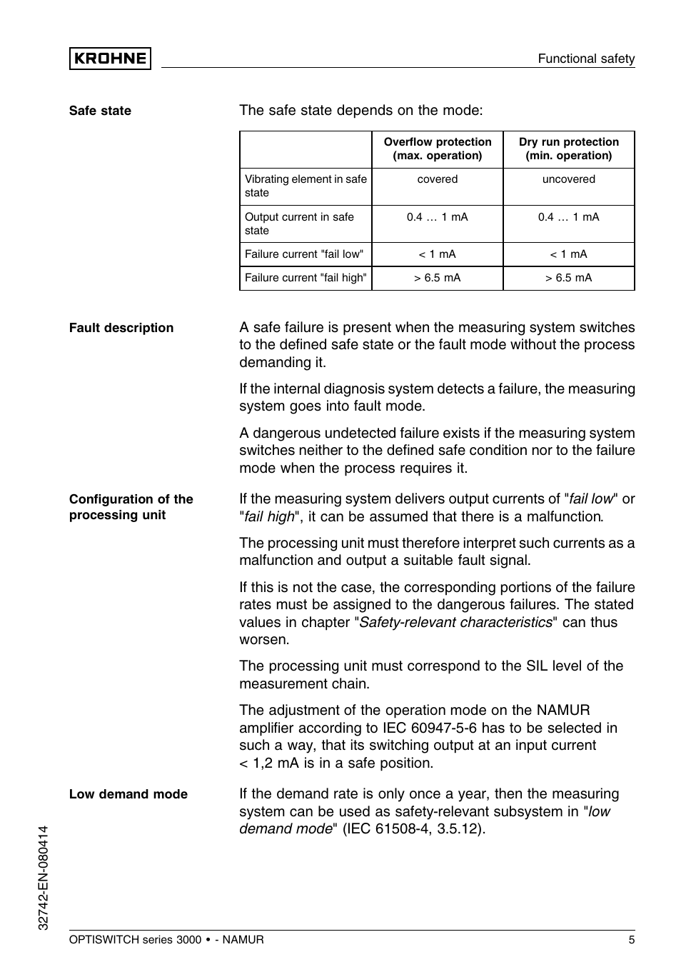KROHNE OPTISWITCH 3x00C NAMUR SIL EN User Manual | Page 5 / 12