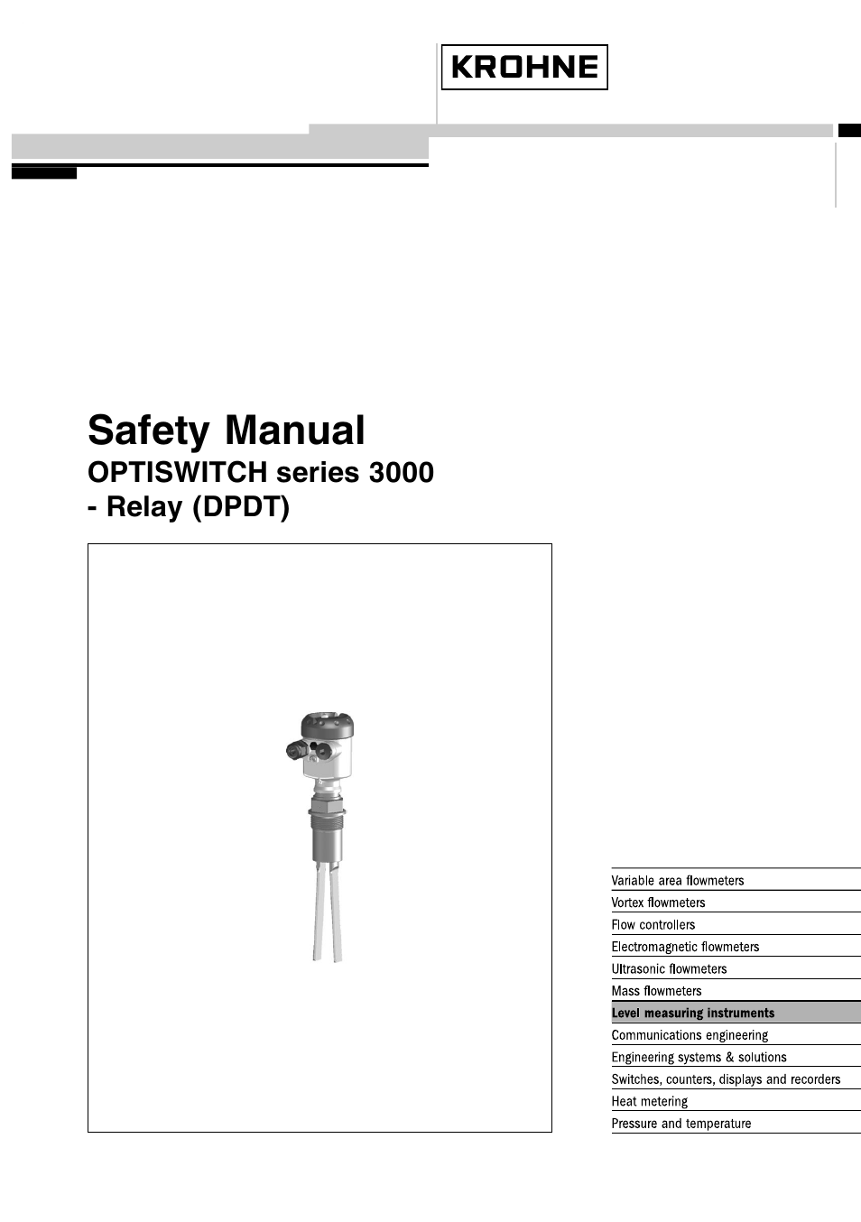 KROHNE OPTISWITCH 3x00C Relay SIL EN User Manual | 12 pages