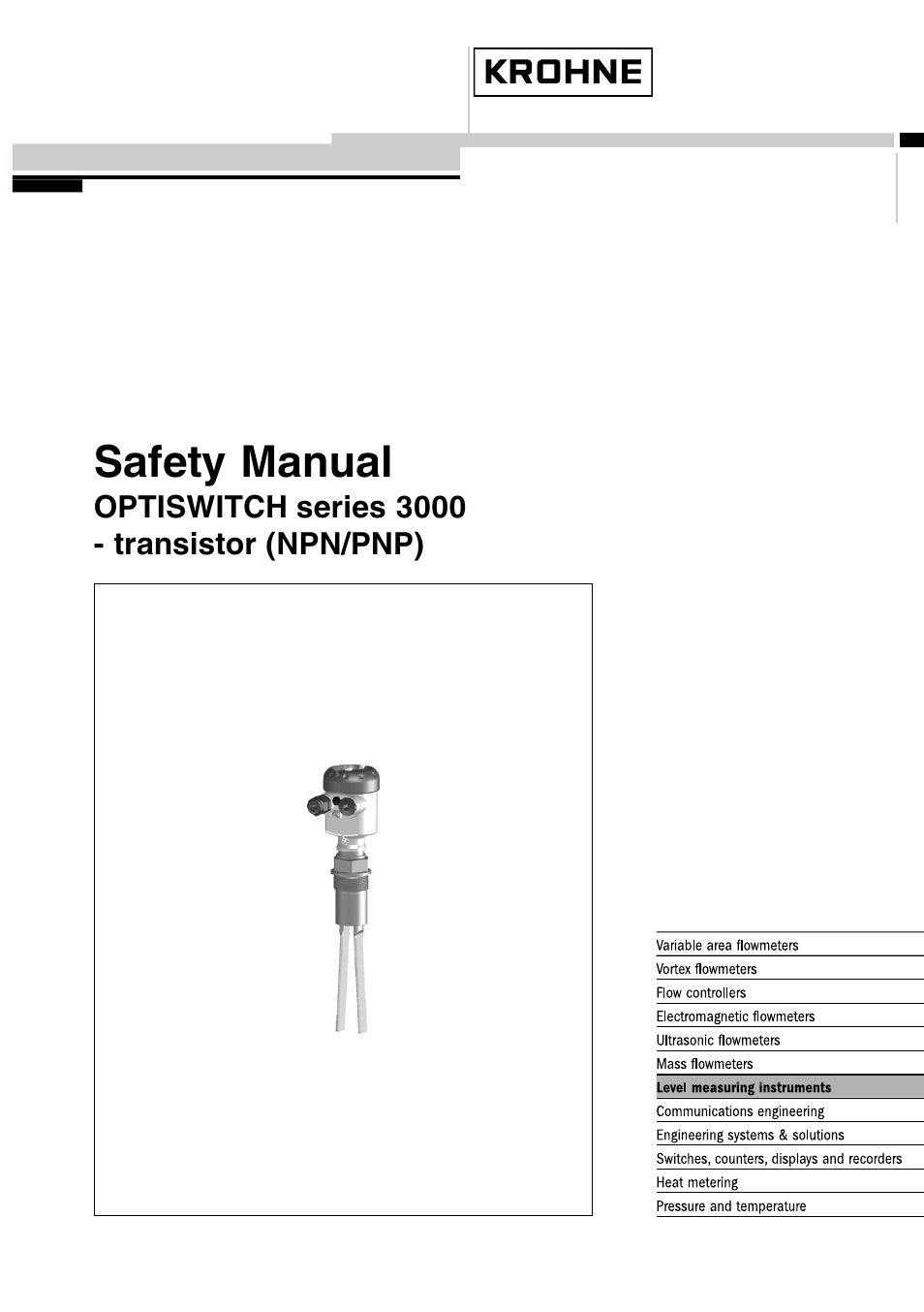 KROHNE OPTISWITCH 3x00C Transistor SIL EN User Manual | 12 pages