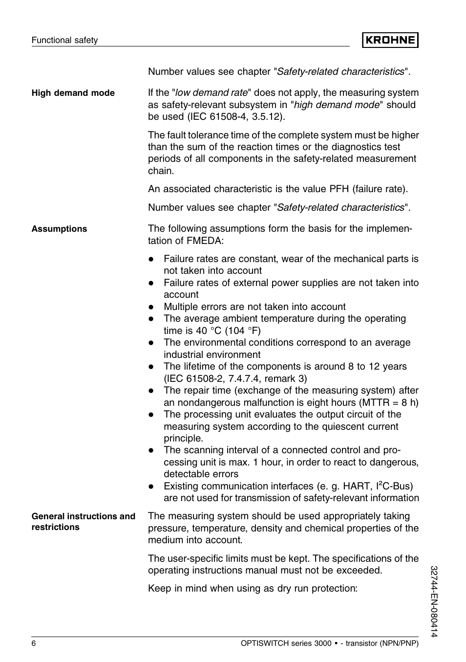 KROHNE OPTISWITCH 3x00C Transistor SIL EN User Manual | Page 6 / 12