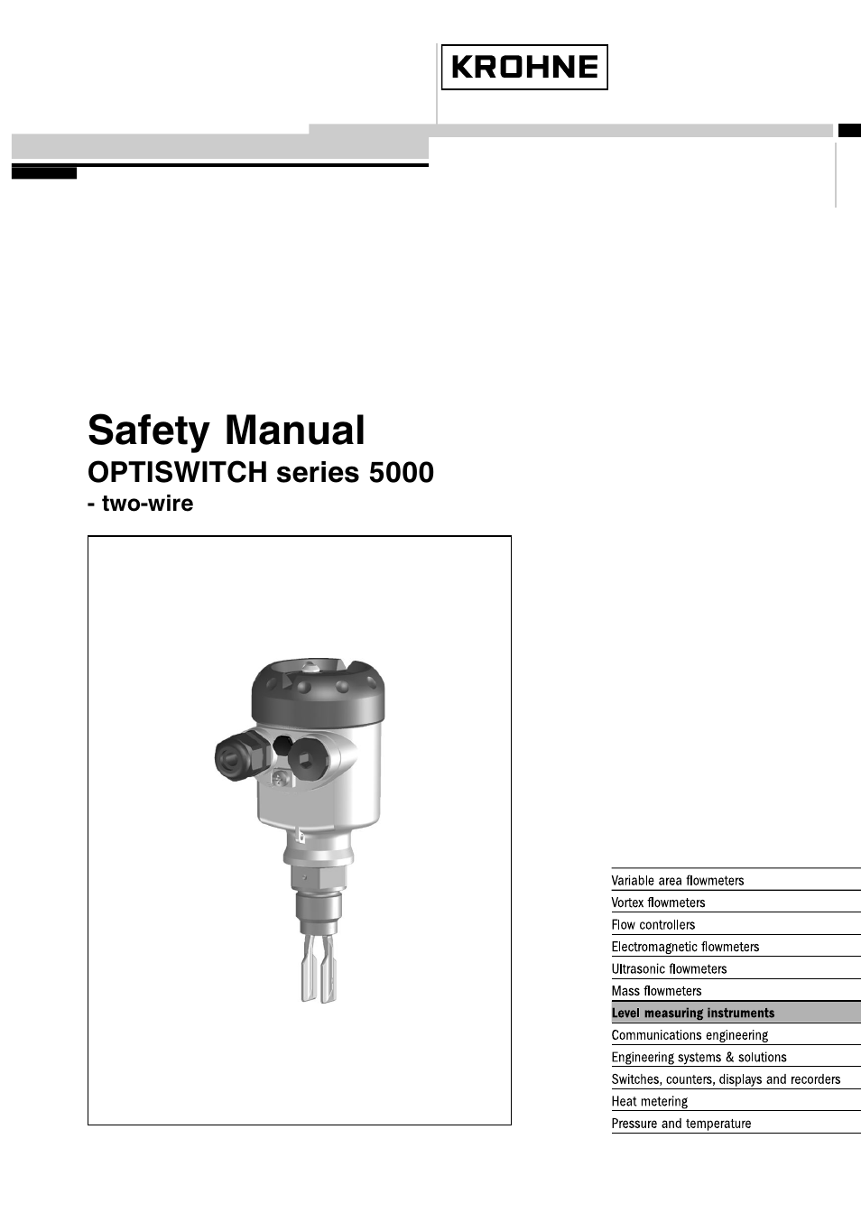 KROHNE OPTISWITCH 5xx0C 2wire SIL EN User Manual | 12 pages