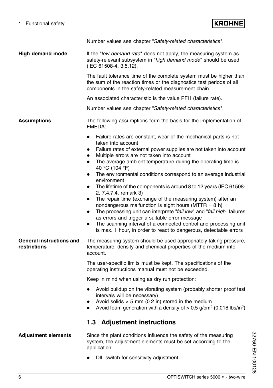 3 adjustment instructions | KROHNE OPTISWITCH 5xx0C 2wire SIL EN User Manual | Page 6 / 12