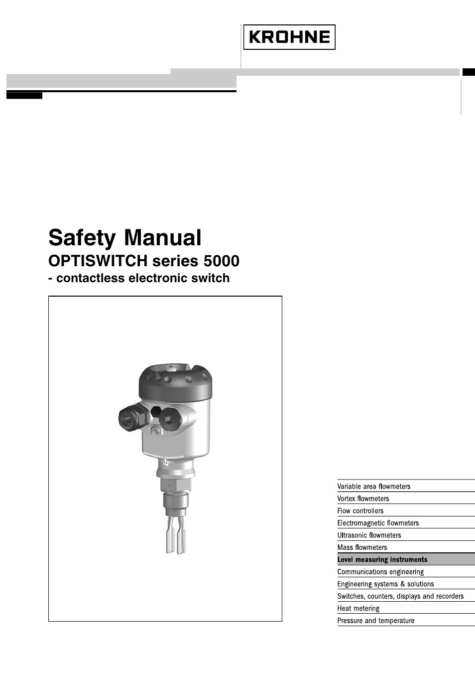 KROHNE OPTISWITCH 5xx0C Contactless SIL EN User Manual | 12 pages