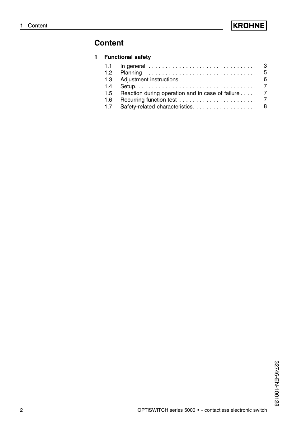 Content | KROHNE OPTISWITCH 5xx0C Contactless SIL EN User Manual | Page 2 / 12