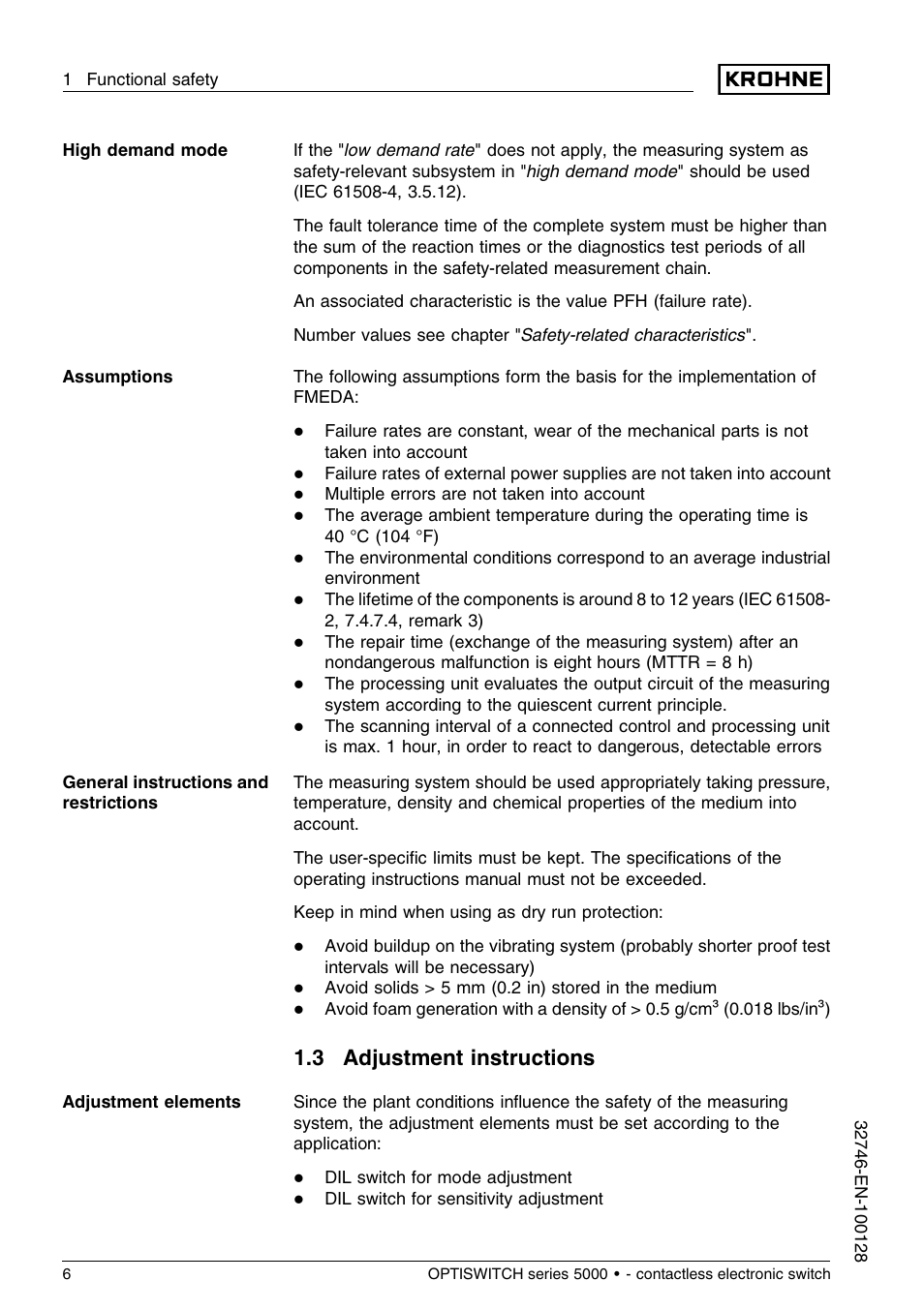 3 adjustment instructions | KROHNE OPTISWITCH 5xx0C Contactless SIL EN User Manual | Page 6 / 12