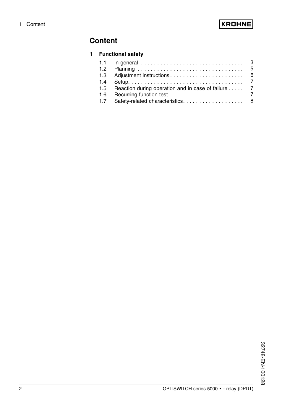 Content | KROHNE OPTISWITCH 5xx0C Relay SIL EN User Manual | Page 2 / 12