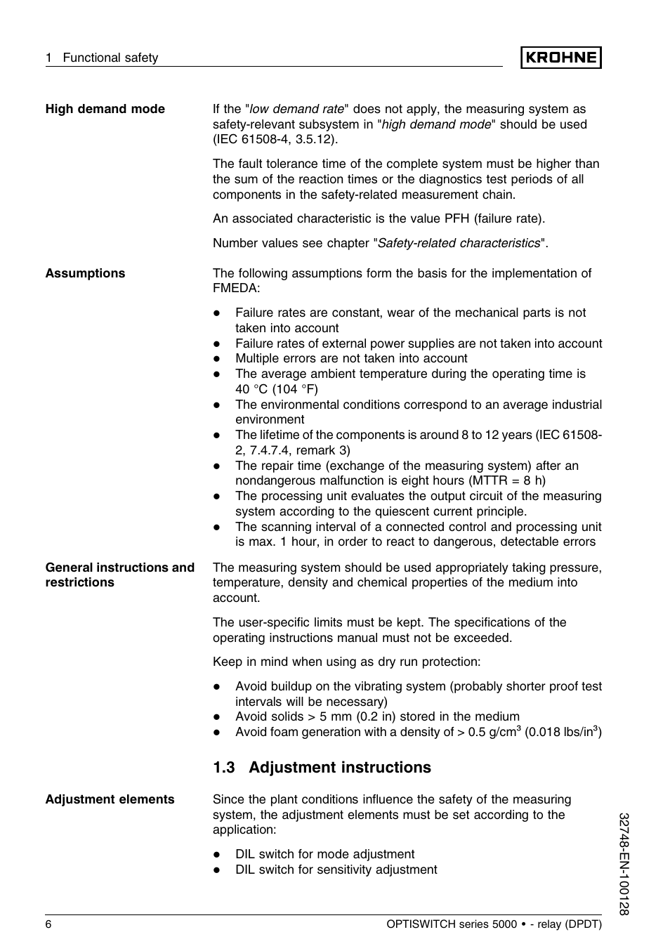 3 adjustment instructions | KROHNE OPTISWITCH 5xx0C Relay SIL EN User Manual | Page 6 / 12