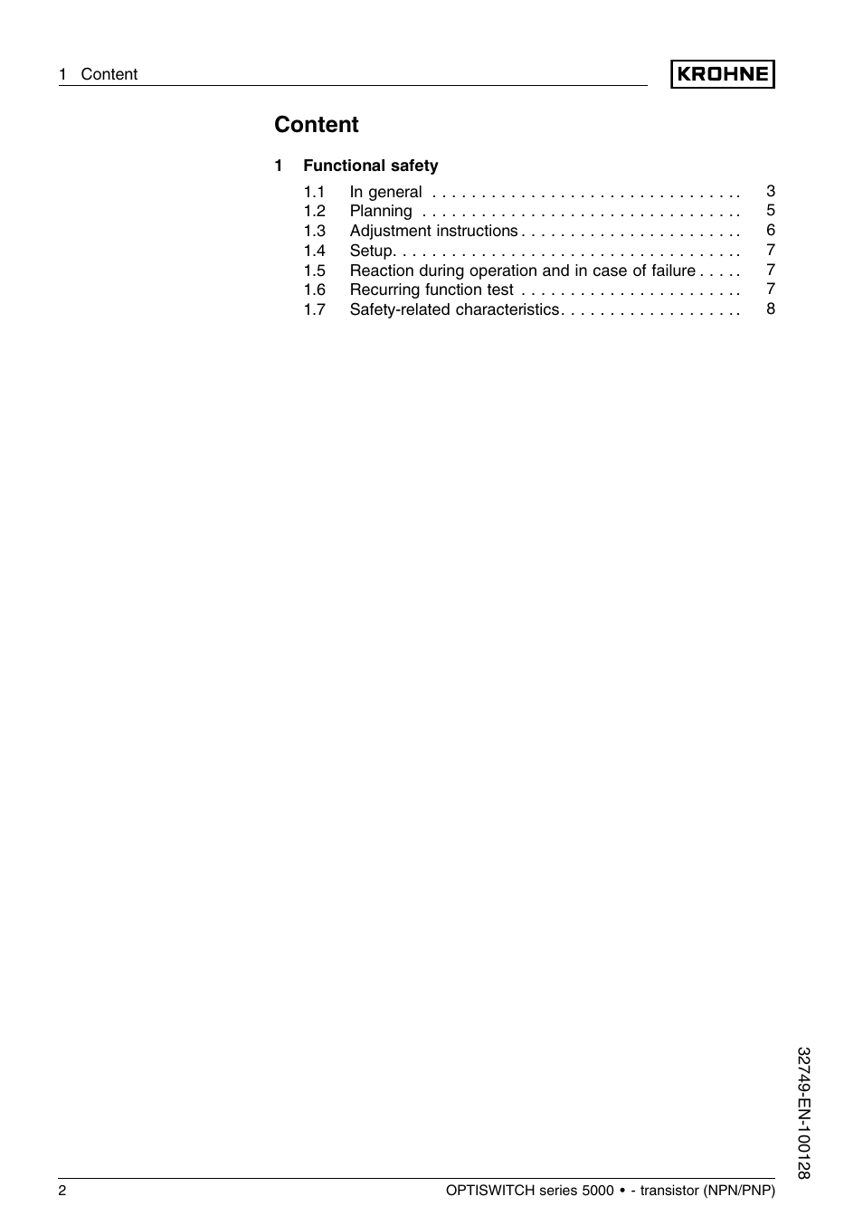 Content | KROHNE OPTISWITCH 5xx0C Transistor SIL EN User Manual | Page 2 / 12