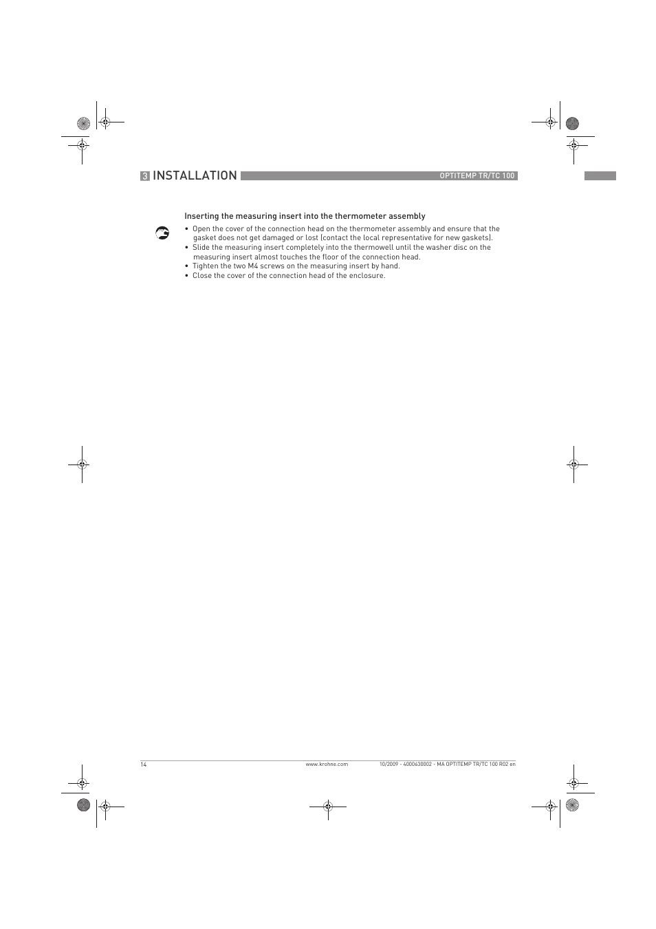 Installation | KROHNE OPTITEMP TR 100-TC 100 EN User Manual | Page 14 / 37