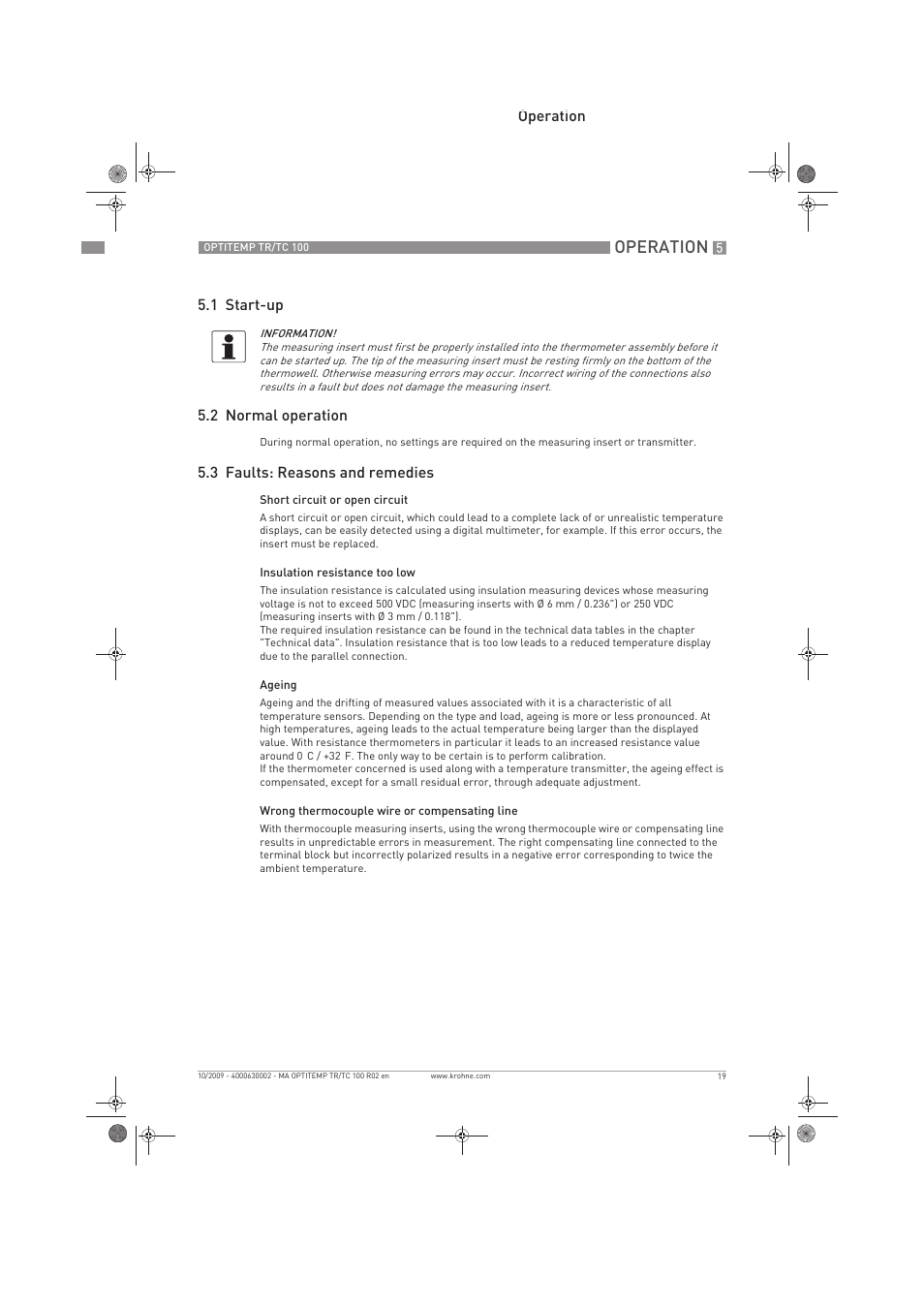 Operation | KROHNE OPTITEMP TR 100-TC 100 EN User Manual | Page 19 / 37